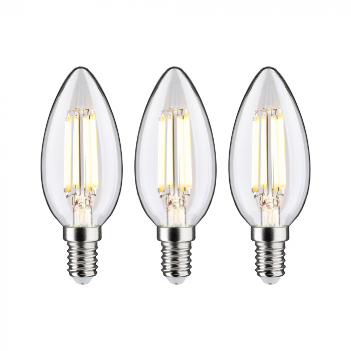 Set de 3 becuri lumănare Eco-Line 230 V cu filament LED, E14, 98mm, 525lm, 2,5W, 3000K, clar [1]