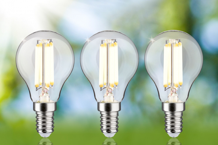 Set de 3 becuri sferice Eco-Line 230 V cu filament LED, E14, 82mm, 525lm, 2,5W, 3000K, clar [3]