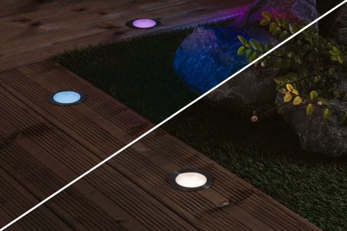 Set de 3 spoturi de pardoseală Plug & Shine LED, Smart Home Zigbee, RGBW, IP67, RGBW, 3x2W, 21VA, inox [5]