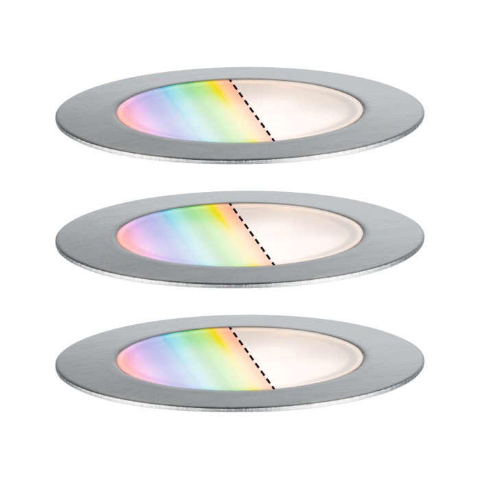 Set de 3 spoturi de pardoseală Plug & Shine LED, Smart Home Zigbee, RGBW, IP67, RGBW, 3x2W, 21VA, inox [2]