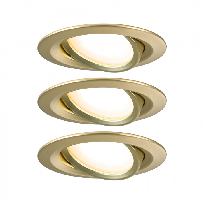 Set de 3 spoturi încastrabile LED Nova Coin, rotunde, 84mm, 50°, Coin, 3x6W, 3x470lm, 230V, 2700K, auriu mat [1]