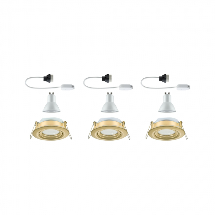 Set de 3 spoturi încastrabile LED Nova Plus, IP65, rotunde, 93mm, 30°, GU10, 3x6W, 3x460lm, 230V, 2700K, auriu mat, flux luminos variabil [3]