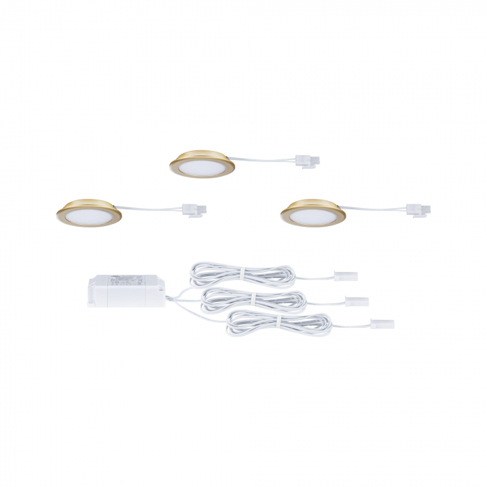 Set de 3 spoturi LED încastrabile pentru mobilier, 3x2,5W, 3x180lm, 230/12V, 3000K, auriu mat [4]