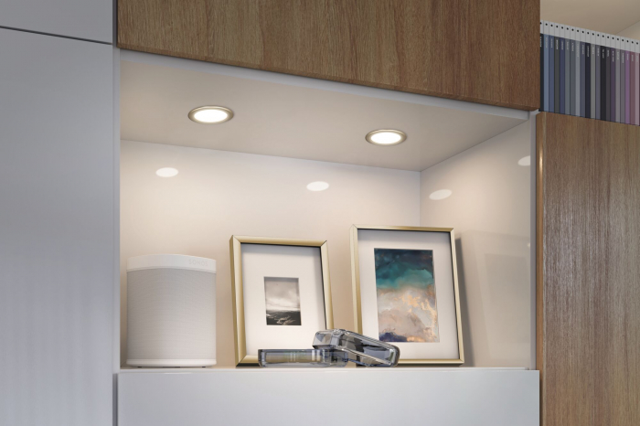 Set de 3 spoturi LED încastrabile pentru mobilier, 3x2,5W, 3x180lm, 230/12V, 3000K, auriu mat [5]