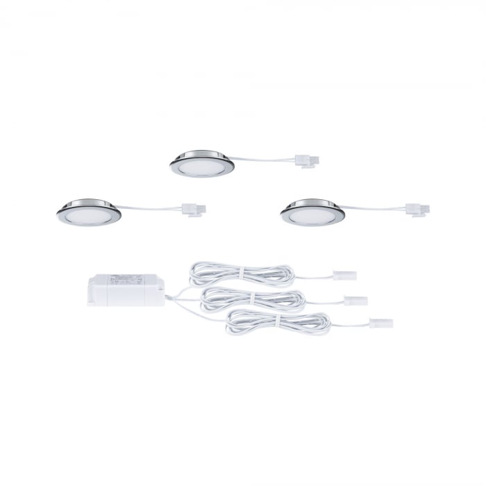 Set de 3 spoturi LED încastrabile pentru mobilier, 3x2,5W, 3x180lm, 230/12V, 3000K, crom [4]