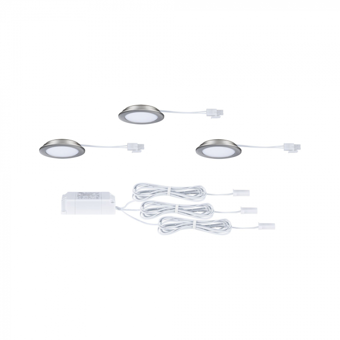 Set de 3 spoturi LED încastrabile pentru mobilier, 3x2,5W, 3x180lm, 230/12V, 3000K, metal mat [4]