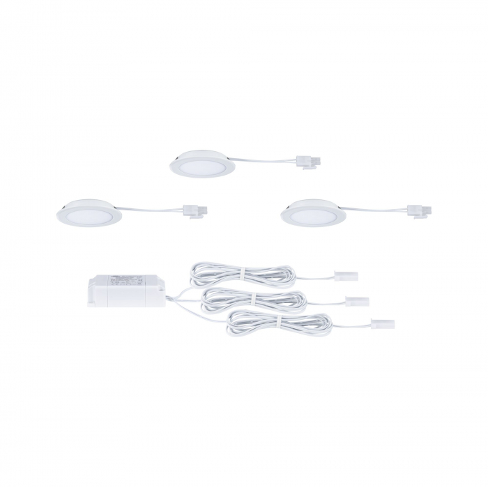 Set de 3 spoturi LED încastrabile pentru mobilier, 3x2,5W, 3x180lm, 230/12V, 4000K, albe [4]