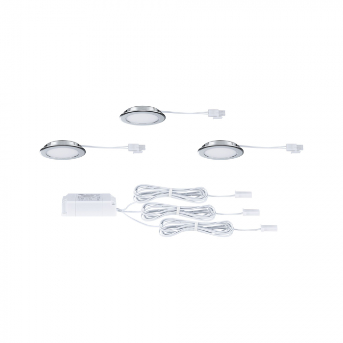 Set de 3 spoturi LED încastrabile pentru mobilier, 3x2,5W, 3x180lm, 230/12V, 4000K, crom [4]