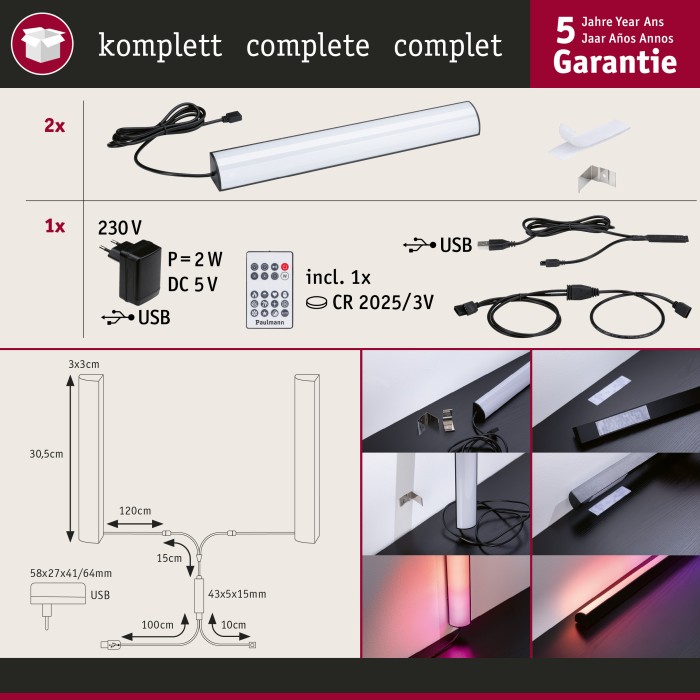 Set Lightbar 2x30cm Dynamic Rainbow RGB [5]