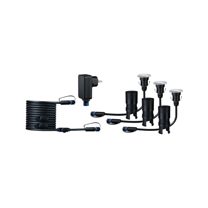 Set spoturi bază de pardoseală, Mini, P&S IP65 3000K 3x2,5W 24V 55mm, argintiu [2]