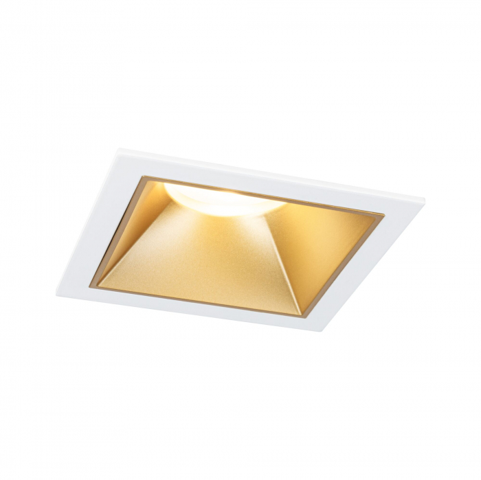 Set spoturi incastrabile LED Cole Coin, IP44, patrate, 88x88mm, 3x6W, 3x470lm, 230V, flux luminos variabil in 3 pasi, 2700K, alb-auriu mat [2]