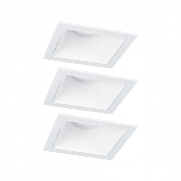Set spoturi incastrabile LED Cole Coin, IP44, patrate, 88x88mm, 3x6W, 3x470lm, 230V, flux luminos variabil in 3 pasi, 2700K, albe [2]