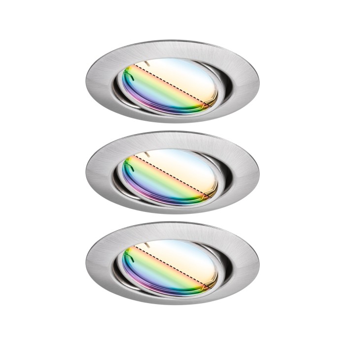 Set spoturi încastrabile LED Smart Home Zigbee Base Coin, orientabile, rotunde, 3x4,9W, 230V, cu flux luminos variabil, RGBW+, metal mat [2]