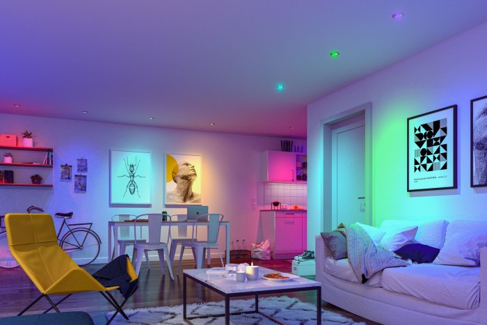 Set spoturi încastrabile LED Smart Home Zigbee Base Coin, orientabile, rotunde, 3x4,9W, 230V, cu flux luminos variabil, RGBW+, metal mat [6]