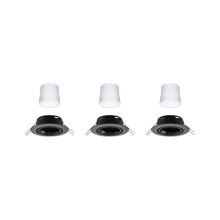 Set spoturi încastrabile LED Smart Home Zigbee Base Coin, orintabile, rotunde, 3x4,9W, 230V, cu flux luminos variabil, 3000K, negru mat [3]