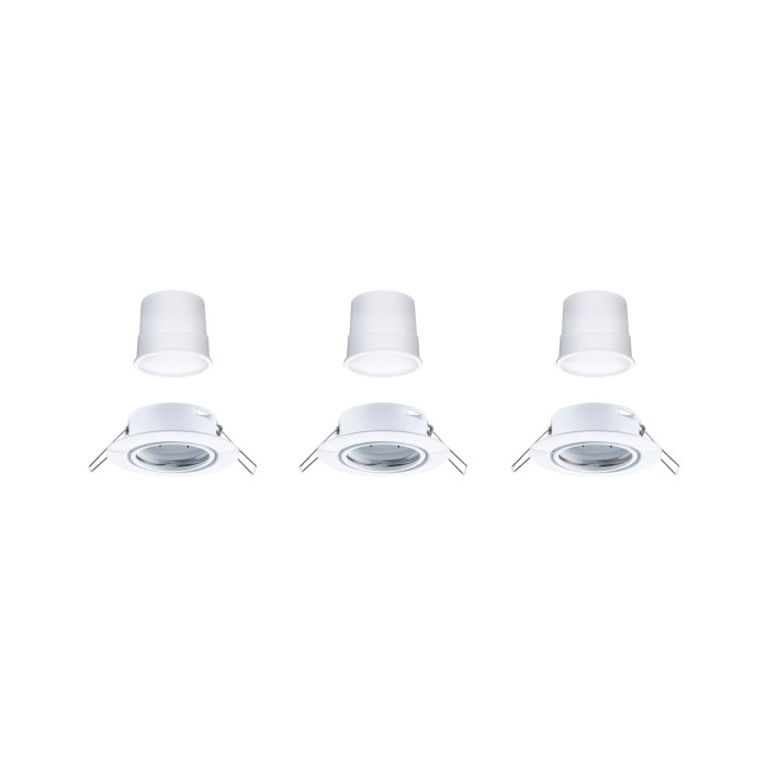 Set spoturi încastrabile LED Smart Home Zigbee Base Coin, orientabile, rotunde, 3x4,9W, 230V, cu flux luminos variabil, RGBW+, albe [4]