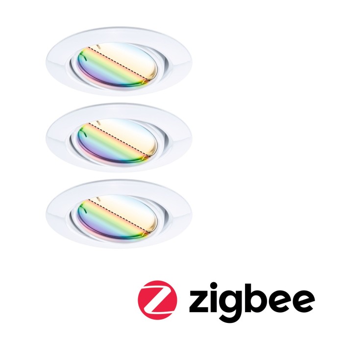 Set spoturi încastrabile LED Smart Home Zigbee Base Coin, orientabile, rotunde, 3x4,9W, 230V, cu flux luminos variabil, RGBW+, albe [5]