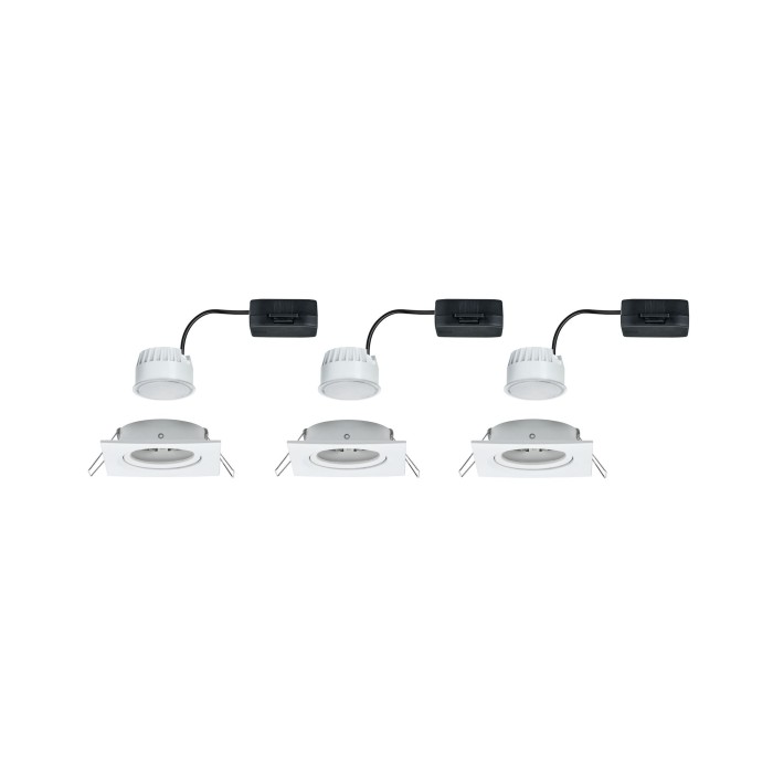 Set spoturi încastrabile Nova Coin pătrate, orientabile LED 3x6,5W 2700K 230V, alb [5]