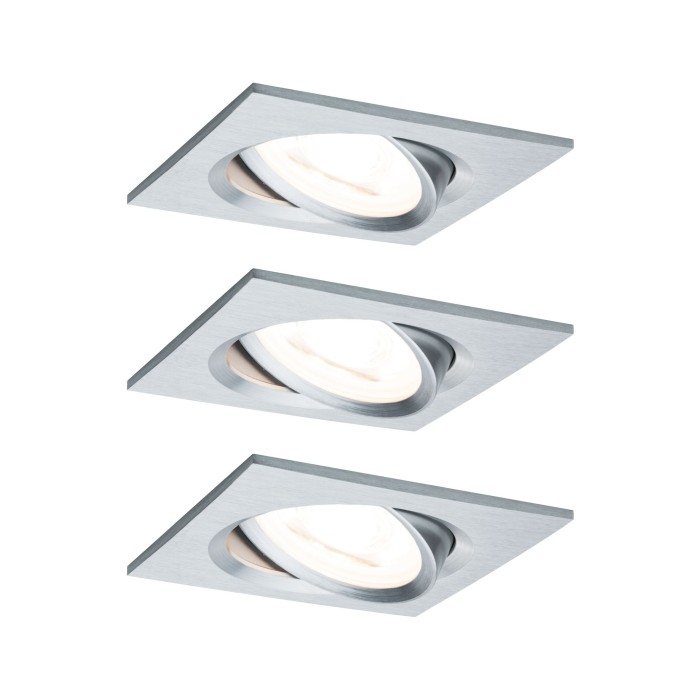 Set spoturi încastrabile Nova Coin pătrate, orientabile LED 3x6,5W 2700K 230V, aluminiu [1]