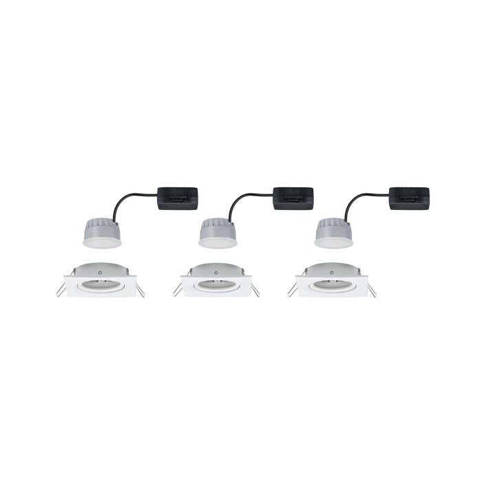 Set spoturi încastrabile Nova Coin pătrate, orientabile LED 3x6,5W 2700K 230V alb mat, flux luminos variabil în 3 pași [5]