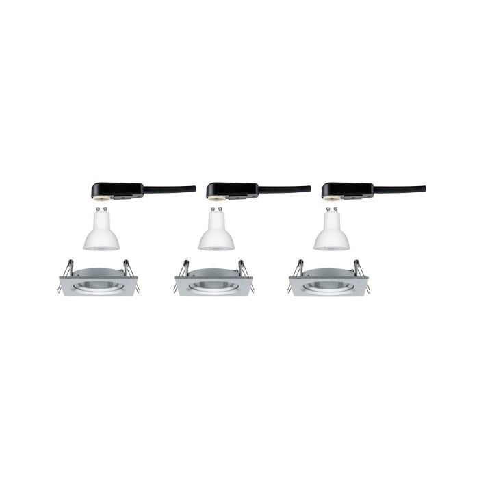 Set spoturi încastrabile Nova pătrate, orientabile LED 3x6,5 W 230V GU10 51mm aluminiu, flux luminos variabil în 3 pași [5]