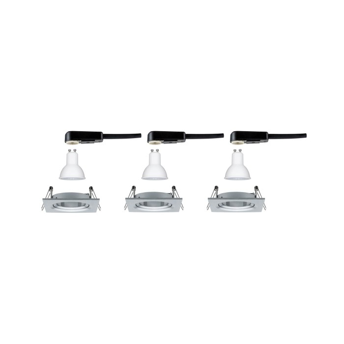 Set spoturi încastrabile Nova pătrate, orientabile, LED 3x6,5W 2700K 230V GU10 51mm aluminiu [5]