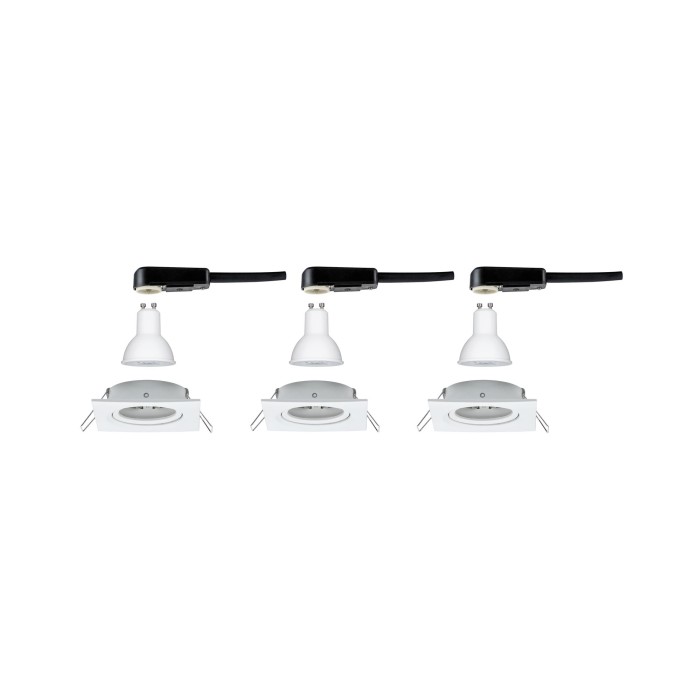 Set spoturi încastrabile Nova pătrate, orientabile LED 3x6,5 W 230V GU10 51mm albe, flux luminos variabil în 3 pași [5]