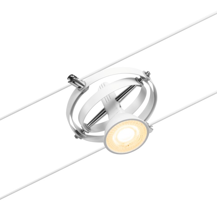 Set spoturi pe cablu Cardan Basic GU5,3, max. 5x10W, 230/12V, alb mat-crom [3]
