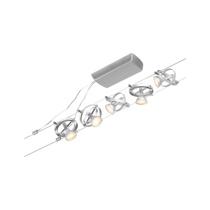 Set spoturi pe cablu Cardan Basic GU5,3, max. 5x10W, 230/12V, crom mat [2]