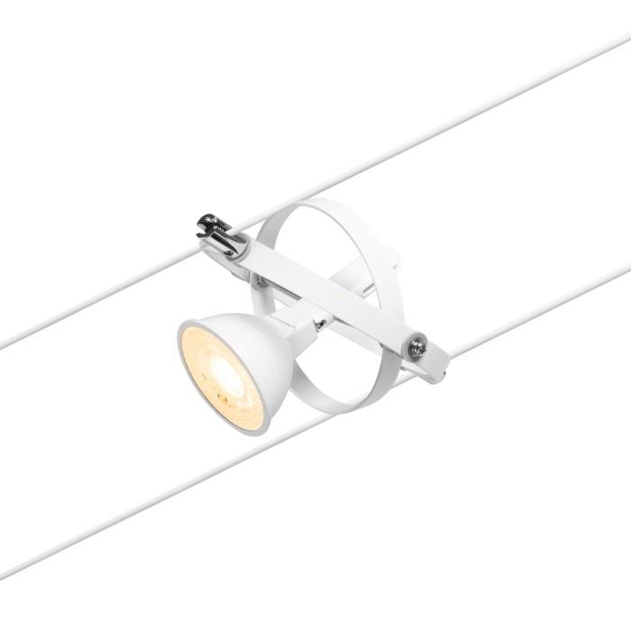 Set spoturi pe cablu Cardan Basic GU5,3, max. 5x10W, 230/12V, alb mat-crom [5]