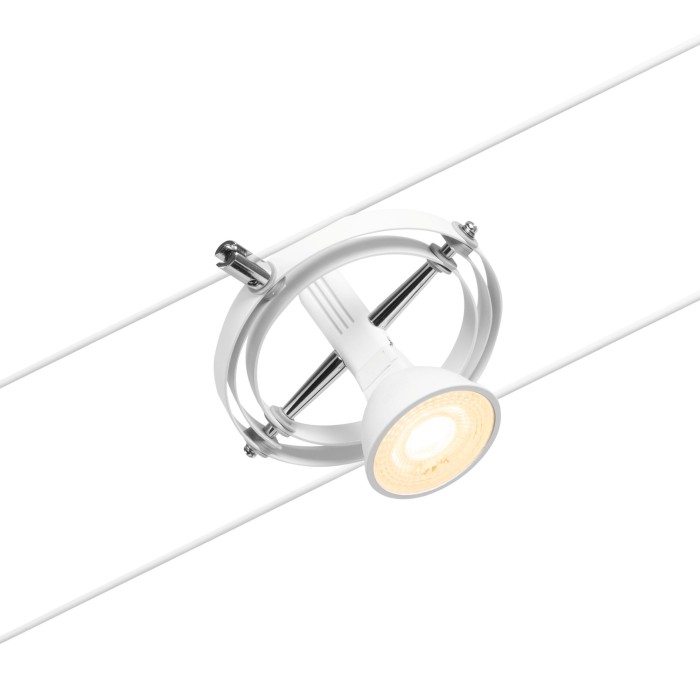 Set spoturi pe cablu Cardan Basic GU5,3, max. 5x10W, 230/12V, alb mat-crom [4]