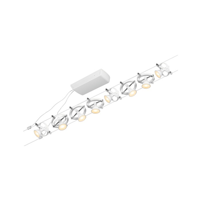 Set spoturi pe cablu Cardan Basic GU5,3, max. 8x7,5W, 230/12V, alb mat-crom [5]