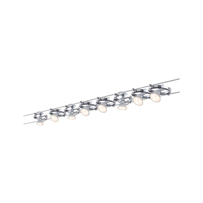 Set spoturi pe cablu Cardan max 8x10W GU5,3 crom mat/crom 230/12V 80VA metal [3]