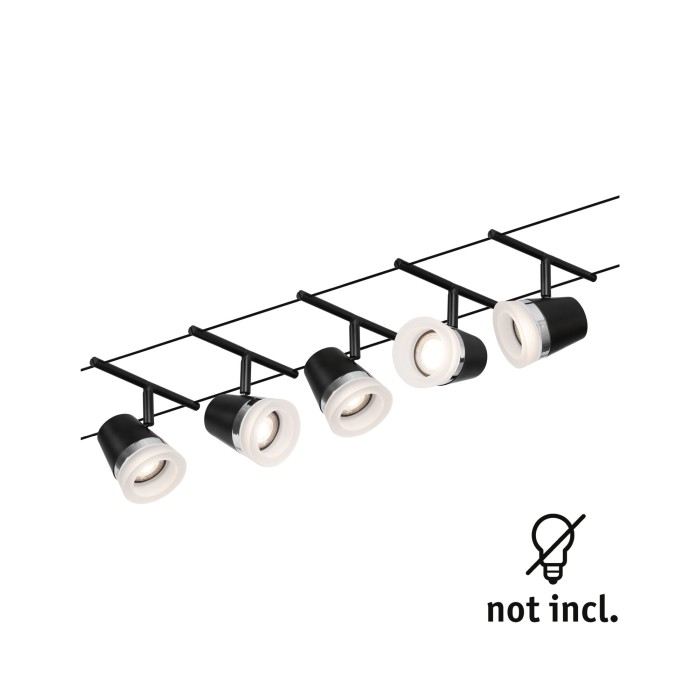 Set spoturi pe cablu Cone Basic GU5,3, max. 5x10W, 230/12V, negru mat-crom [2]