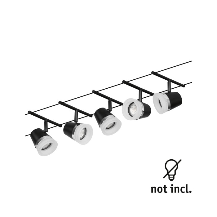 Set spoturi pe cablu Cone Basic GU5,3, max. 5x10W, 230/12V, negru mat-crom [3]