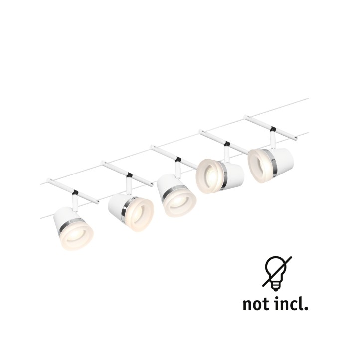 Set spoturi pe cablu Cone Basic GU5,3, max. 5x10W, 230/12V, alb mat-crom [2]