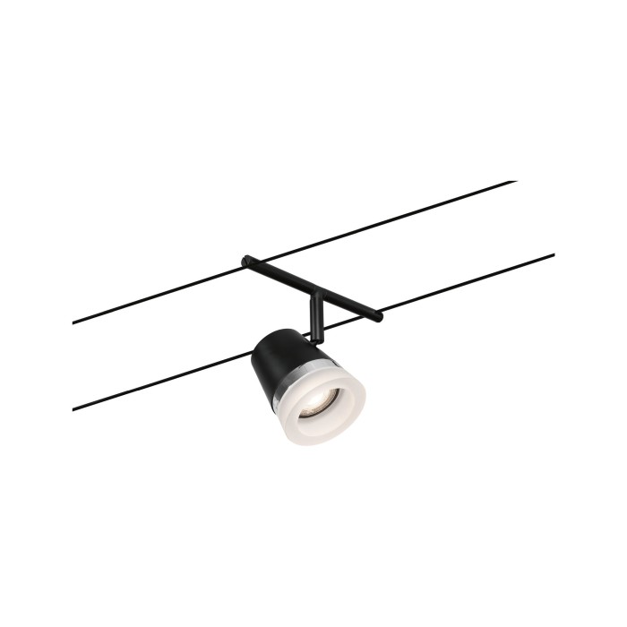 Set spoturi pe cablu Cone Basic GU5,3, max. 5x10W, 230/12V, negru mat-crom [4]
