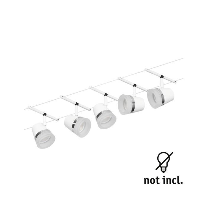 Set spoturi pe cablu Cone Basic GU5,3, max. 5x10W, 230/12V, alb mat-crom [3]