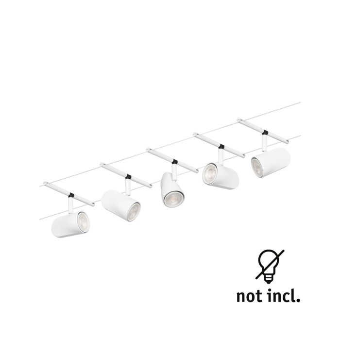 Set spoturi pe cablu Cup Basic GU5,3, max. 5x10W, 230/12V, alb mat-crom [3]