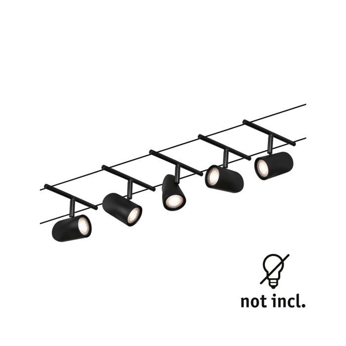 Set spoturi pe cablu Cup Basic GU5,3, max. 5x10W, 230/12V, negru mat-crom [2]