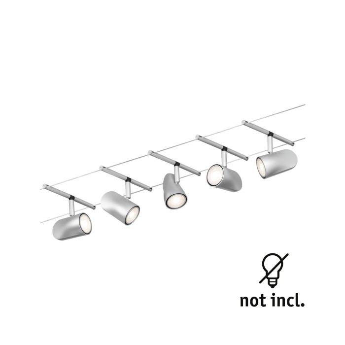 Set spoturi pe cablu Cup Basic GU5,3, max. 5x10W, 230/12V, crom mat-crom [2]