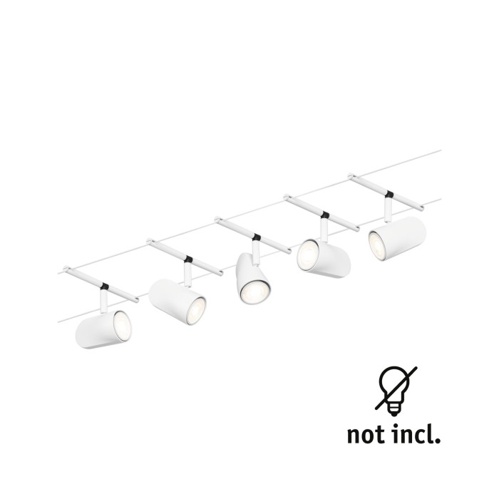Set spoturi pe cablu Cup Basic GU5,3, max. 5x10W, 230/12V, alb mat-crom [2]