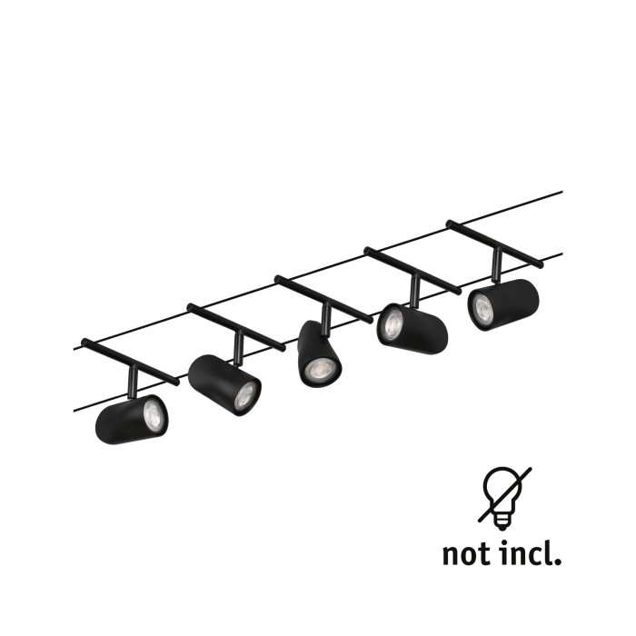 Set spoturi pe cablu Cup Basic GU5,3, max. 5x10W, 230/12V, negru mat-crom [3]