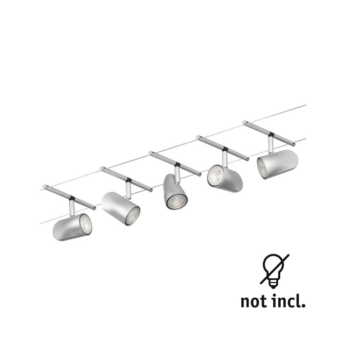 Set spoturi pe cablu Cup Basic GU5,3, max. 5x10W, 230/12V, crom mat-crom [3]