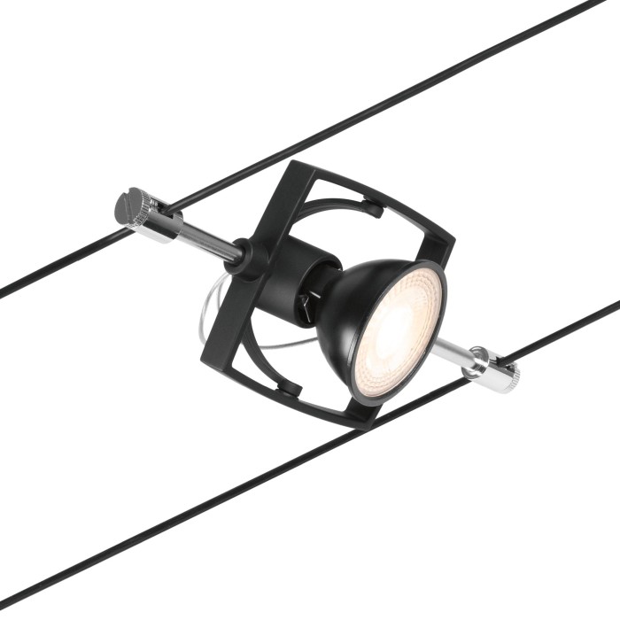 Set spoturi pe cablu Mac II GU5,3  max. 5x10W, 230/12V, negru mat-crom [5]