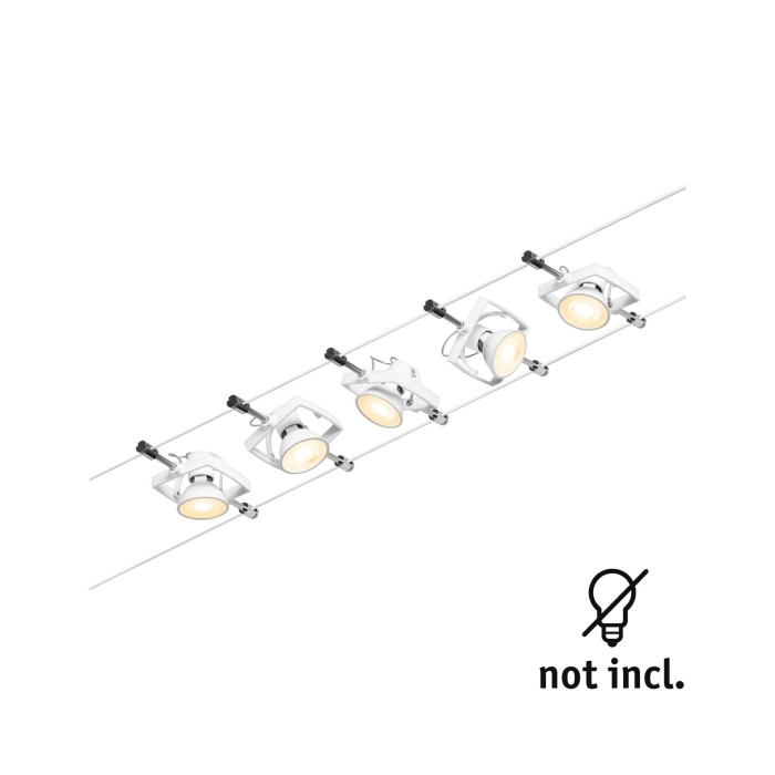 Set spoturi pe cablu Mac II GU5,3  max. 5x10W, 230/12V, alb-crom [3]