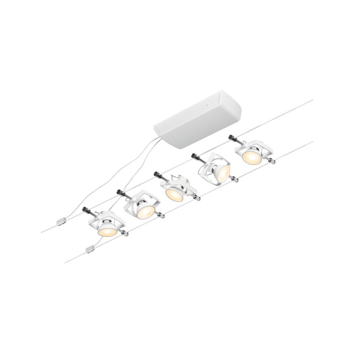 Set spoturi pe cablu Mac II GU5,3  max. 5x10W, 230/12V, alb-crom [2]