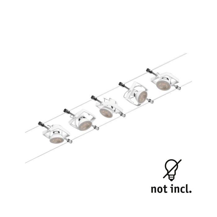 Set spoturi pe cablu Mac II GU5,3  max. 5x10W, 230/12V, alb-crom [4]