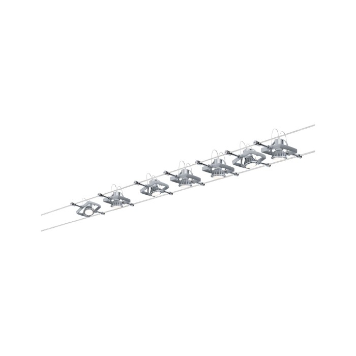 Set spoturi pe cablu Mac II max 7x10W GU5,3 crom mat 230/12V 80VA metal/plastic [3]