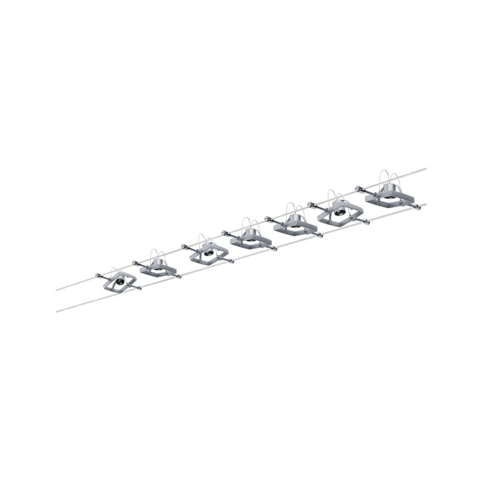 Set spoturi pe cablu Mac II max 7x10W GU5,3 crom mat 230/12V 80VA metal/plastic [2]